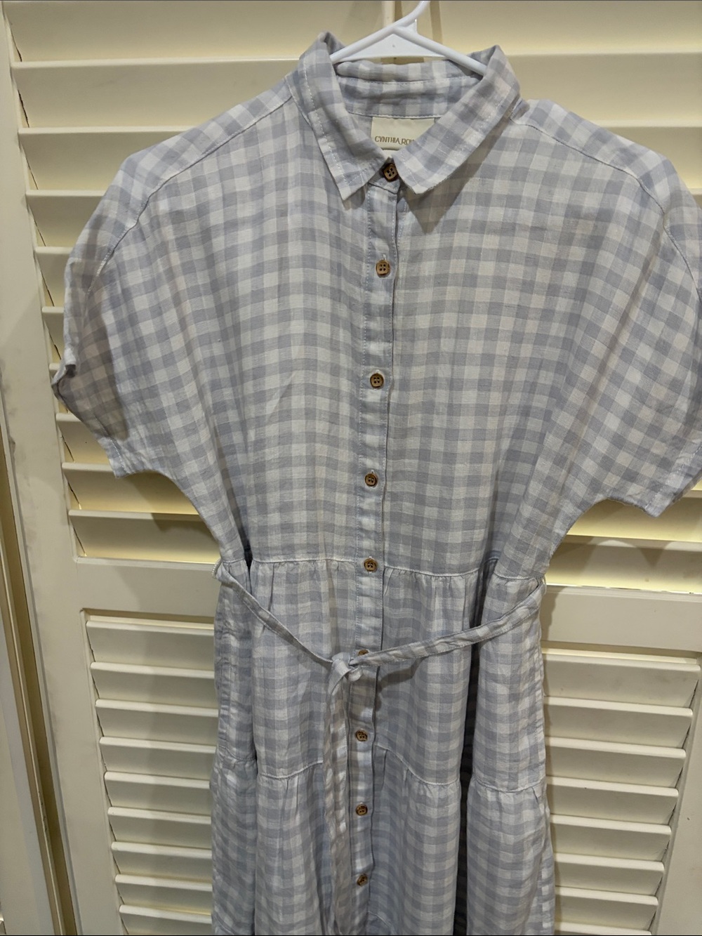 Cynthia Rowley Light Blue & White Gingham Button-Down Midi Dress.Size small NWT - Picture 3 of 5